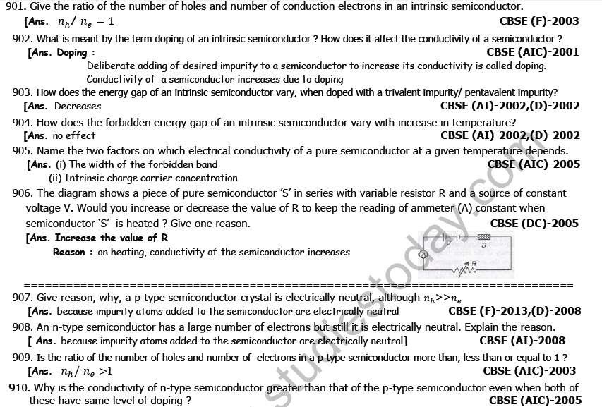 CBSE Class 12 Physics Semiconductor Devices Worksheet Set E